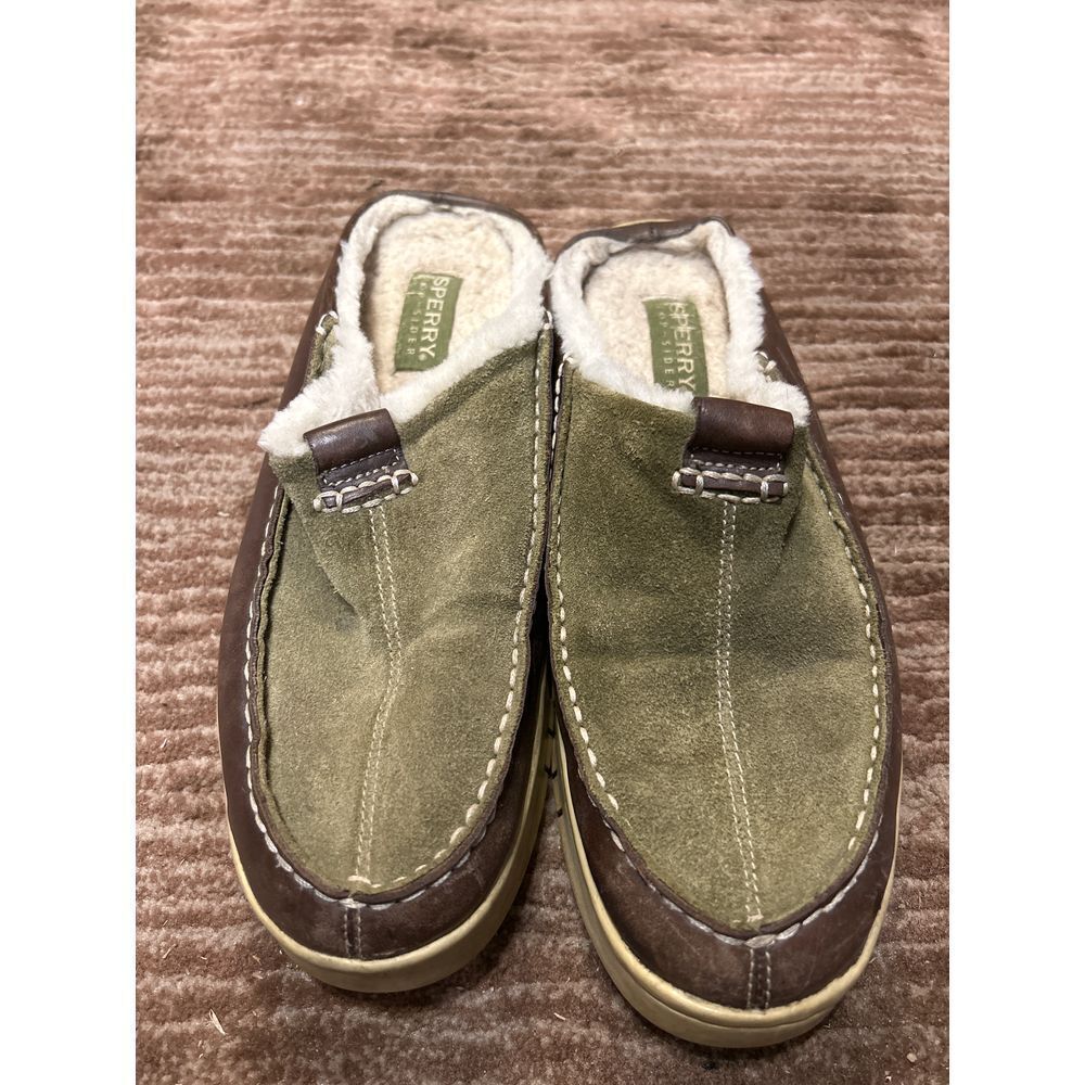 Sperry Olive Green Suede‎ Sherpa-Lined Slip-On Comfort Moccasin Loafers 9790726